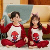 Spidermans Pikachu Ultraman Doraemon เด็ก Facecloth ชุดนอนฤดูใบไม้ร่วงและฤดูหนาวเด็กผู้ชายและเด็กผู้หญิงเด็กปะการังขนแกะทารกบวกกำมะหยี่เสื้อใส่อยู่บ้านพ่อแม่-ชุดฮาโลวีนสำหรับเด็ก0000