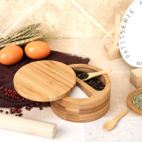 Bamboo Spice Box Seasoning Container Salt Pepper Jar Swivel Lid Condiments Keeper Barbeque Picnicking Kitchen Supplies