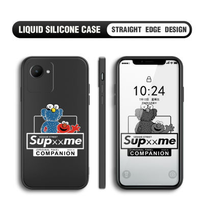 GGK เคสสำหรับ Realme C30S การ์ตูน Sesame Street ELMO คุ้กกี้มอนสเตอร์ปลอกซิลิโคนของเหลวทรงสี่เหลี่ยมดั้งเดิมคลุมทั้งหมดเคสป้องกันทนแรงกระแทกกล้อง