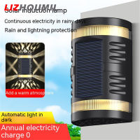 LIZHOUMIL รั้วไฟ Led โคมไฟผนังกันน้ำภายนอกแบตเตอรี่1200Mah โคมไฟตกแต่งกลางแจ้งพลังงานแสงอาทิตย์