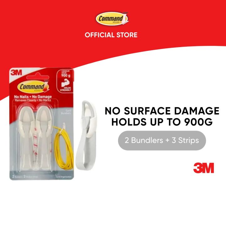 3M™ Command™ Cord Bundlers, 17304, No Surface Damage, Holds up to 900g, 2  bundlers + 3 strips, For organizing and hanging cords