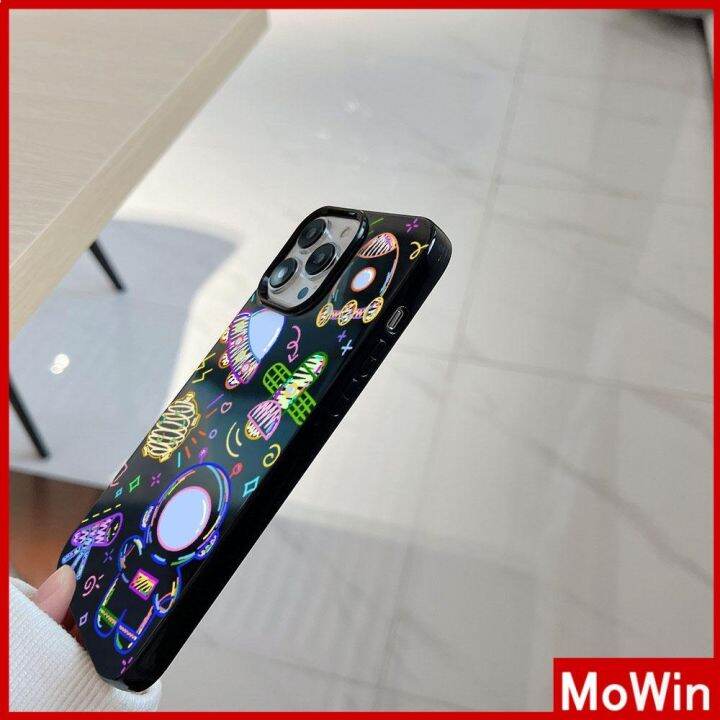 mowin-เข้ากันได้สำหรับ-เคสไอโฟน-เคสไอโฟน11-เคส-iphone-11-สำหรับ-iphone-14-pro-max-เคส-iphone-สีดำเงา-tpu-เคสนิ่มกันกระแทกป้องกันกล้องน่ารักลายเส้นนักบินอวกาศเข้ากันได้กับ-iphone-13-pro-max-12-pro-max-