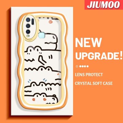 เคส JIUMOO เคส Y50สำหรับ VIVO Y30 Y30i ลายการ์ตูนจระเข้แบบเรียบง่ายขอบเคสโทรศัพท์แบบใสดีไซน์ใหม่ขอบเป็นลอนเคสป้องกันเลนส์กล้องถ่ายรูปแฟชั่นเคสโปร่งใสกันกระแทก