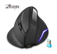 เมาส์แนวตั้ง 2.4GHz Wireless USB ตัวรับสัญญาณ Gamer 2000DPI สำหรับ PC คอมพิวเตอร์แล็ปท็อป FElotes F-26