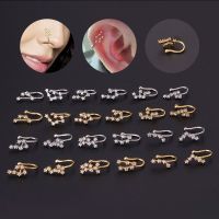 Copper inlaid zircon 12 constellation nose ring nose clip non porous piercing Cartilage Earring Tragus Ring Ear Piercing Jewelry