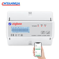 80A Energy Monitor Tuya 3เฟส Zigbee Energy Meter เครื่องวัดการใช้ไฟฟ้า Din Rail โวลต์มิเตอร์โวลต์แอมป์ Kwh ความถี่