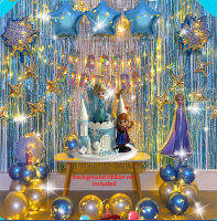 จัดส่งด่วนเอลซ่าแอนนาฟอยล์วันเกิดบอลลูนฉากหลังปาร์ตี้ที่มีไฟ Decors สาวของขวัญเด็ก
