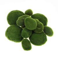 120 Pieces 2 Sizes Artificial Moss Rocks Decorative Faux Green Moss Covered Stones