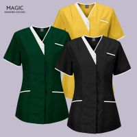 Medical Accessories nursing Uniform Short Sleeve Working Tops Women Nursing T Shirt Scrub Blouse Lab Beauty Salon Surgical Clothes