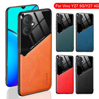 เคสโทรศัพท์หนังสุดหรูสำหรับ Vivo Y27 4G Y35 Plus ฝาครอบปกป้องเลนส์เต็มรูปแบบฝาหลังเคสห่อหุ้มกันตก