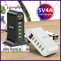 JUNGLEPIA 5 In 1 5พอร์ต USB เสียบเครื่องชาร์จ EU US จอแสดงผลแอลอีดีโทรศัพท์มือถืออะแดปเตอร์เครื่องชาร์จเอบีเอสที่ชาร์จความเร็วสูง