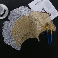 PVC Hollow Potholder Hot Stamping Placemat Large Ginkgo Leaf Pattern Golden Home Decoration Table Mat