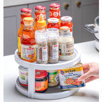 Double Layer Kitchen Storage Tray Seasoning Rack 360 Rotating Tray Kitchen Organizer Space-saving Rolling Tray Round Tray