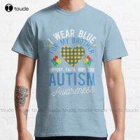 I Wear Blue | Autism Awareness | Classic T-Shirt T-Shirts For Graphic Tees Custom Gift Fashion Tshirt Summer  Xs-5Xl Retro