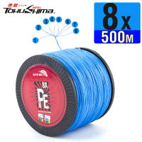 8X สีฟ้า500เมตรหล่อ PE สายการประมงถัก8 S Trand 20-132LB สายการประมง M Ultifilament ซุปเปอร์แข็งแกร่ง PE สาย