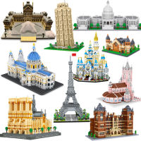 World Famous Architecture Diamond Building Blocks Eiffel Tower Louvre Church Micro Blocks Bricks Construction Toys for Children