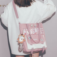 Cute Canvas Shoulder Bag Female Kawaii Japanese School Bag Crossbody Big Handbags For Women Waterproof Shopper With Zipper