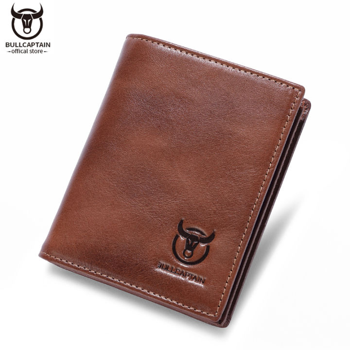 top-bullcaptain-leather-wallet-mens-high-quality-casual-retro-business-card-holder-rfid-anti-theft-brush-14-card-slot-thickened-wallet