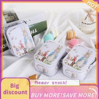 ?【Lowest price】Qearl White Rabbit toffee Tin สามารถเก็บกระเป๋าเดินทางขนาดเล็กสามารถกล่องของขวัญขนมโลหะดีบุก