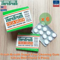 TheraBreath® Fresh Breath Sugar Free Chewing Gum Citrus Mint Flavor 6 Pack 10 Pieces Each หมากฝรั่งดับปลิ่นปาก ปราศจากน้ำตาล