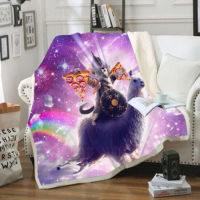 Animal Alpaca hiking picnic 3D print Sherpa beads blanket chit quilt cover