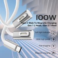 USB C ถึง Magsafe 1/2อะแดปเตอร์สายเคเบิลสำหรับ MacBook Air Apple /Pro หัวเปลี่ยนสายชาร์จ PD 100W ที่ชาร์จไฟแบบสายชาร์จเร็ว