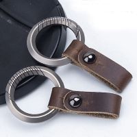 1/2 Pcs Super Light TC4 Titanium Alloy Small Key Rings Buckle Pendant Cowhide Man Car Keychain for Male Gift EDC Outdoor Tool