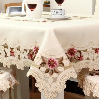 【small stationery】    TableDining Tablecloth ThickenEmbroidered Round Table Cover Wedding TableClothFlowerCover Dust Cover