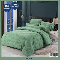 [ HOT SELLING ] Cadar Ho Plain 7-in-1 Premium Quality Cotton With Comforter Queen King Bedsheet Home Decor PROYU