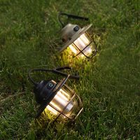 Rechargeable Retro LED Lanterns Lamp Hanging Emergency Camping Tent Flashlight for Household Decor Supplies