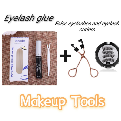 4pcsSet Magnetic Thick False Eyelashes+1pcs Quick Dry Eyelash Glue False Eyelash Long Lasting Waterproof With Eyelash Curler