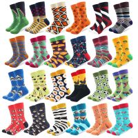 10 PairsLot Mens Funny Colorful Combed Cotton Happy Socks Multi Pattern Animal Stripe Cartoon Dot Novelty Skateboard Art Socks