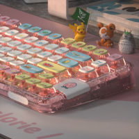 117 Key Resin ASA Profile Calorie Theme Pudding Keycaps Cute Transparent Keycaps Clear Pink Side,Opaque Top,PBT