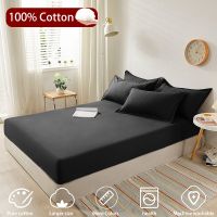 All Seasons 100 Cotton Mattress Cover Fitted Bed Sheet Solid Color Anti-slip Adjustable Bed Cover For Single Double King Queen