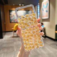 เพชรเจิดจรัสเคสโทรศัพท์เพชรกลิตเตอร์พับได้สำหรับ Samsung Z ฝาพับ5 4 3เคสแวววาวกันกระแทกอย่างหนัก