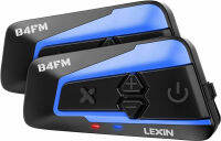 LEXIN 2pcs B4FM 10 Riders Motorcycle Bluetooth Headset with Music Sharing, Helmet Bluetooth Intercom with Noise Cancellation/FM Radio, Universal Communication Systems for Snowmobile/ATV/Dirt Bike