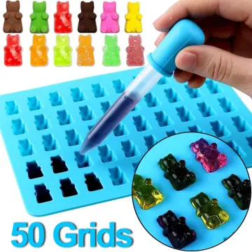 50Grids Silicone Mold Creative Gummy Bear Shape Candy Mold With Dropper DIY  Chocolate Fondant Moulds For