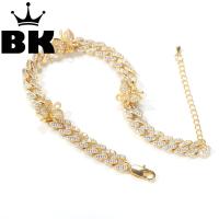 The Bling King Gold Chain Adjustable butterfly 9inch 10inch Plated Ankle Luxury Cuban Chain Jewelry small size