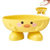 Soap Dish With Drain Cute Yellow Duck Shape Soap Cosmetics Toothpaste Holder Drain Drayer Holder Storage Box For Home Decoration Soap Dishes