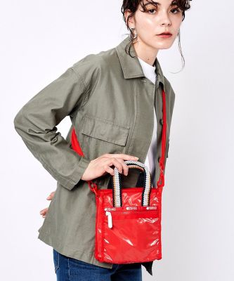 Lesportsac 2023 3727-F984กระเป๋าถือสะพายไหล่สะพายข้างกระเป๋าสี่เหลี่ยมขนาดเล็กกระเป๋าผู้หญิงกระเป๋าเป้หนังสิทธิบัตรสีแดง