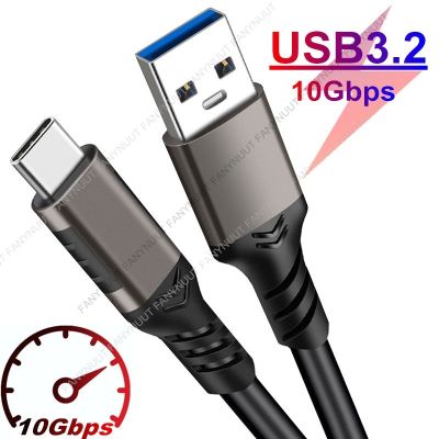 สาย USB3.2 10Gbps USB ชนิด A ถึง USB C 3.1/3.2 Gen2สาย USB สำหรับโอนย้ายข้อมูล USB C SSD สายเคเบิลฮาร์ดดิสก์3A 60W QC 3.0ชาร์จได้อย่างรวดเร็ว