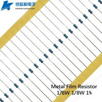 100Pcs Metal Film Resistor 1/6W 1/8W 0.125W 1 0R 1R-910K Ohm 1M 1.2M 1.5M 1K 10K 30K 100K 10Ohm 100Ohm Color Ring Resistance