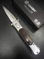 มีดพับ (pocket knife) Ganzo G707 ของแท้ เหล็ก 440C ทรงมีดแทง ด้ามประกับไม้ มีดพก มีดแคมป์ EDC