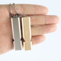 Flat Aluminum Alloy Dual Frequency Survival Whistle Double Tube Outdoor Survival Survival Whistle Equipment EDC Tool