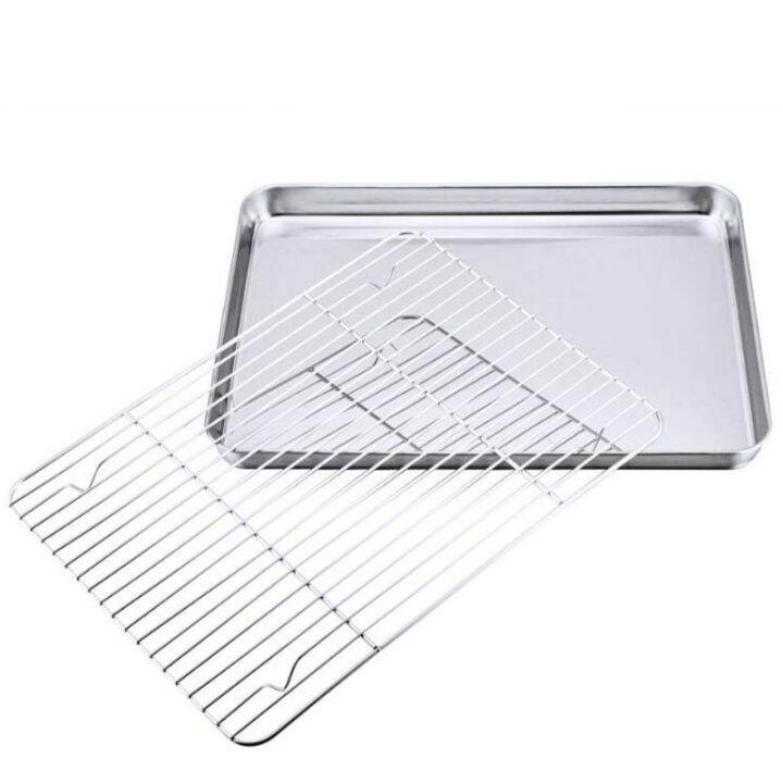 Baking Tray with Removable Cooling Rack Set Stainless Pan Sheet Non
