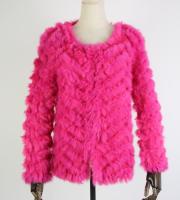Real Fur Knitted Rabbit Fur coat jacket Fashion stripe sweater Lady Natural Fur Wedding Party Wholesale
