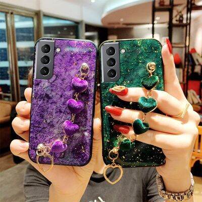 สร้อยข้อมือความรักสุดหรูเคสโทรศัพท์สำหรับ Samsung Galaxy S23 S21 S20 Plus A14พิเศษ A04S A34 A54 CarterFa โซ่ Coque ฝาครอบสายรัดข้อมือ CarterFa