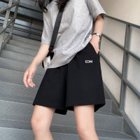 Spot parcel post Cotton Sweater Five-Point Sports Shorts Womens Summer Thin Loose Casual Straight-Leg Hong Kong Style Fashion ins Middle Pants High Waist