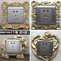 2pcs Resin European Style Switch Protective Cover Light Luxury Golden Elephant Luxury Creative Socket Sticker Light Switch Decoration