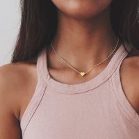 Minimalist Heart Stick Pendant Necklace for Women Pearl Clavicle Necklace Leaves Long Chain Fashion Jewelry Statement Girl Gift